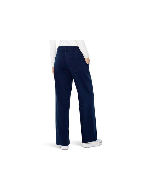 Liverpool Los Angeles Blue Petite Utility Patch Pocket Wide Leg Clothing, Cotton/Lycra/Lyocell