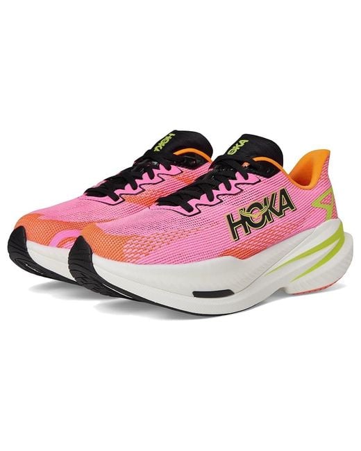 Hoka One One Green Mach X 3 Running Shoes Neon Rose/Neon Tangerine 6.5 B