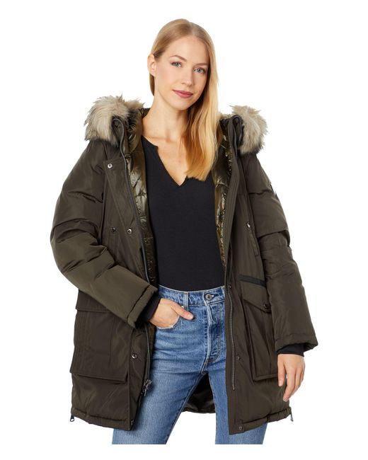 Vince Camuto Camuto Heavyweight Warm Winter Parka Jacket Coat in Black |  Lyst
