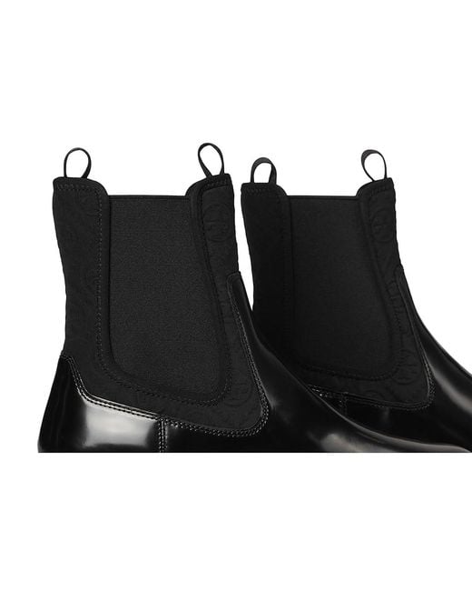 Tory Burch Black Monogram Lug Chelsea Boot 65Mm Boots, Suede