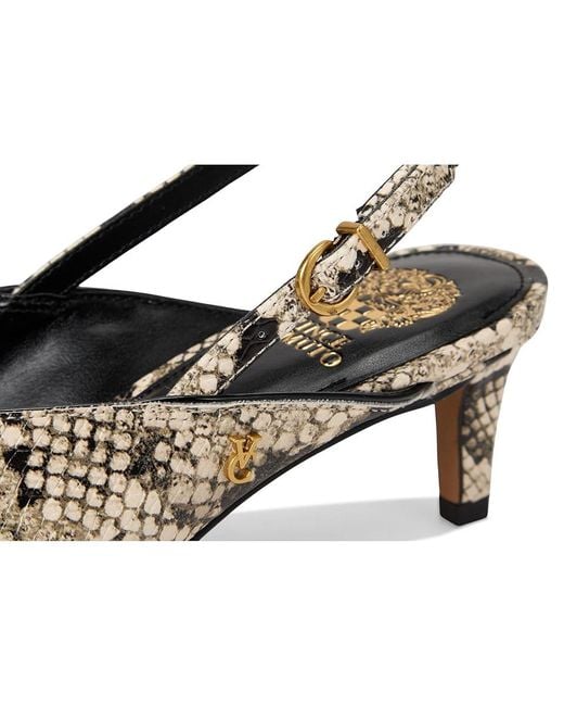 Vince Camuto Black Kylien Slingback Kitten Heel Pumps Shoes/Cream/ Leather/Suede