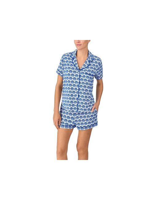 Kate Spade Blue Short Sleeve Boxer Pj Set Pajama Sets/ Modal/Spandex