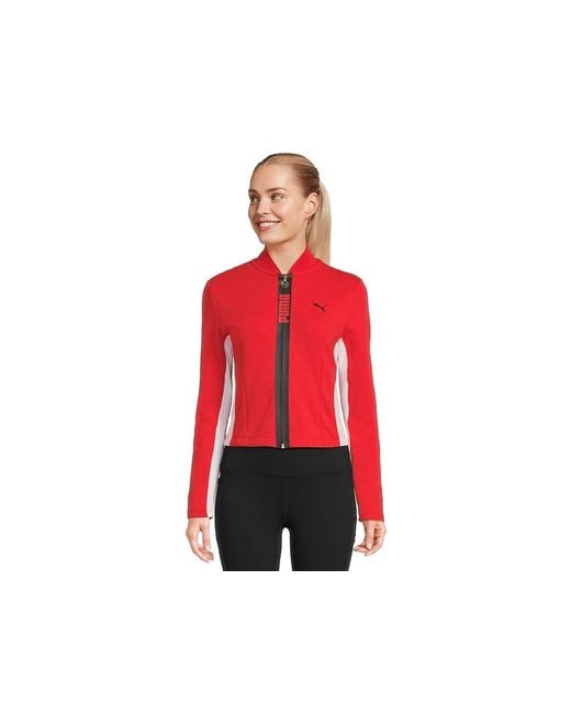 PUMA Red T7 Slim Short Track Jacket Jacket For All Time/ Cotton/Elastane/Polyester