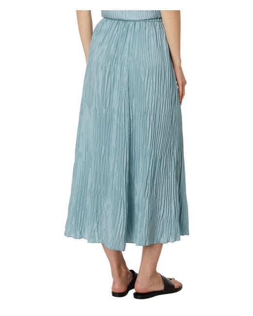Eileen Fisher Blue Pleated Full Length Skirt