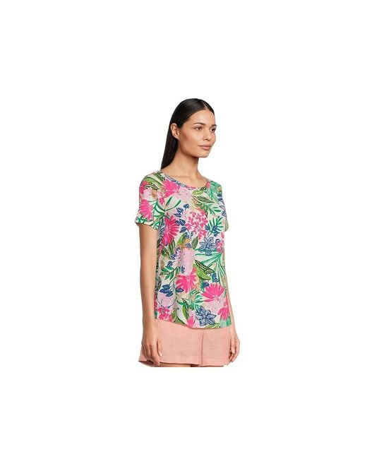 Lilly Pulitzer Black Key West Top Blouse, Cotton/Modal/Spandex