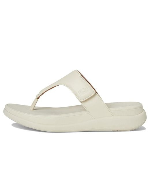 Fitflop White F-Mode Go Adjustable Flatform Toe-Post Sandals Wedge Shoes 10 M (B) Faux Leather