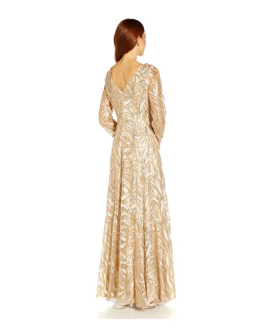 Adrianna Papell Synthetic Embroidered A-line Gown in Gold (Metallic) - Save  39% | Lyst