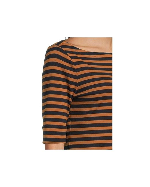 Ralph Lauren Black Striped Stretch Cotton Boatneck T-Shirts Clothing Lauren/Cinnamon Bark, Cotton/Elastane