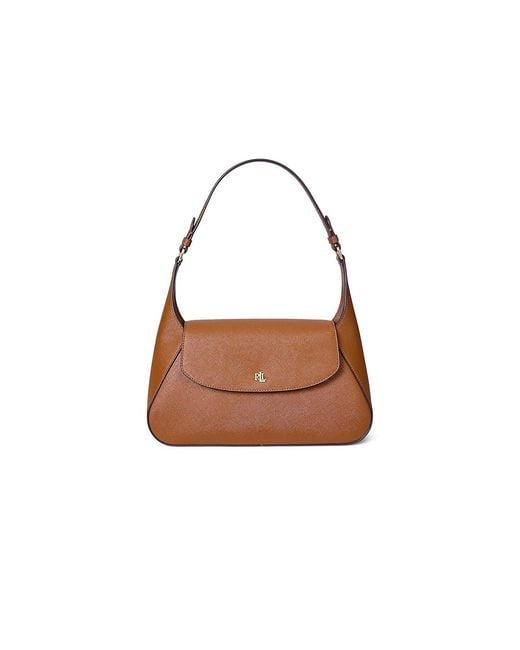 Ralph Lauren Brown Crosshatch Medium Schylar Shoulder Bag Handbags, Leather
