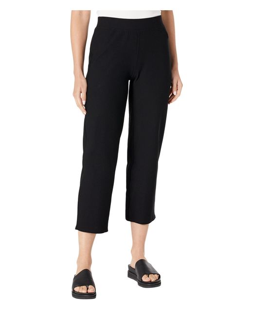 Eileen Fisher Petite Straight Cropped Pants With Yoke in Black Lyst