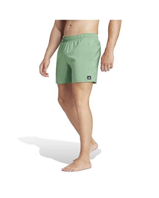 Adidas Green Solid Clx Short-length Swim Shorts for men