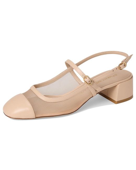 Stuart Weitzman Multicolor Maeve Mary Jane Slingback High Heels/Barely, Leather