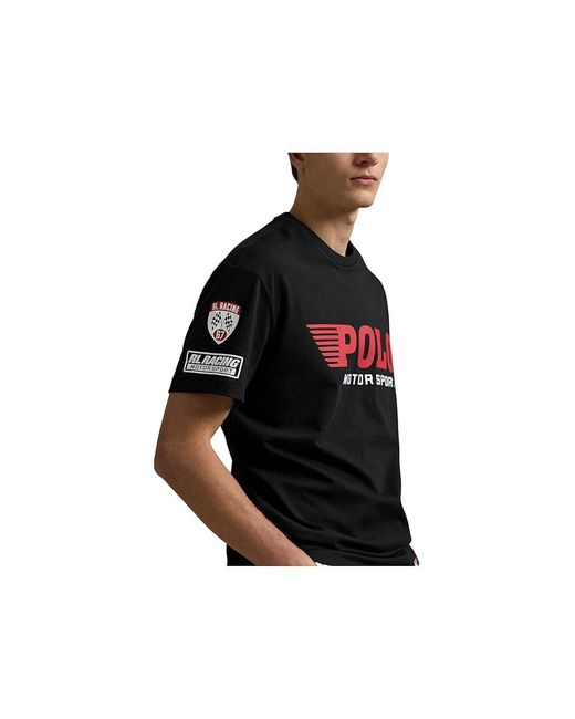 Polo Ralph Lauren Black Classic Fit Jersey Graphic T-Shirt Clothing, Cotton for men