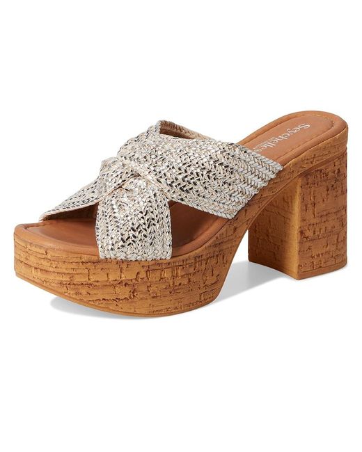 Seychelles Adorned Metallic Raffia Slide Sandal Dress Sandals, Synthetic