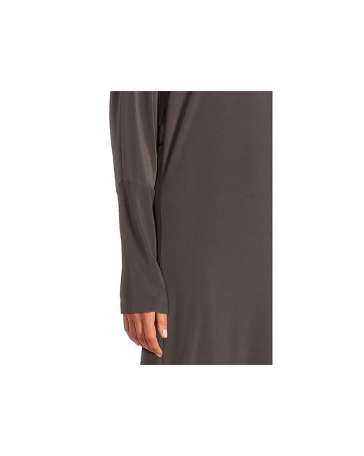 Norma Kamali Black Dolman V-Neck Side Slit Gown With Shoulder Pads Dress Sm 4) Polyester/Spandex