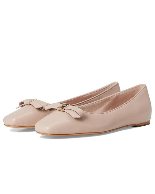Kate Spade Pink Deco Bow Smooth Leather Flat Flat Shoes