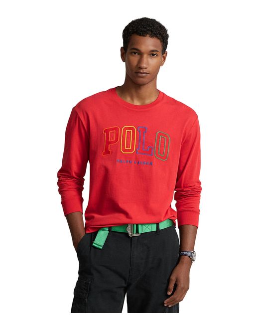 Polo Ralph Lauren Red Classic Fit Logo Jersey Long Sleeve T-shirt for men