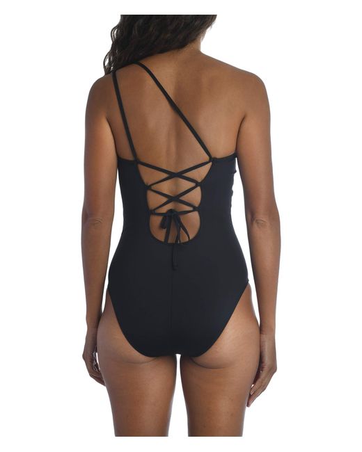 La Blanca Black Island Goddess One Shoulder Mio One-piece Swimsuit