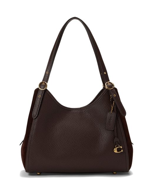 COACH Mixed Leather With Suede Gusset Lori Shoulder Bag in Brown | Lyst