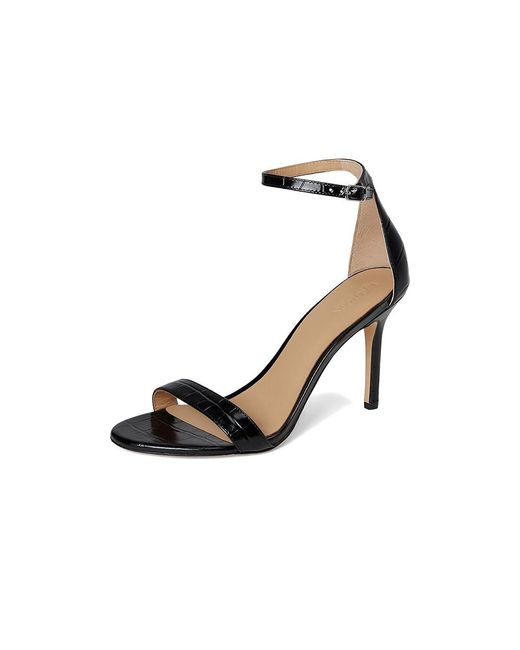 Ralph Lauren Black Allie Crocodile-Embossed Leather Sandals Dress Sandals 11 B