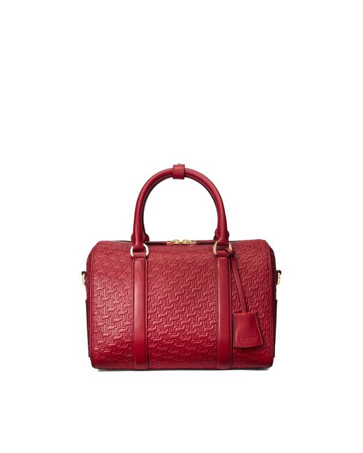 Lauren by Ralph Lauren Debossed Leather Medium Kaden Satchel in Red Lyst