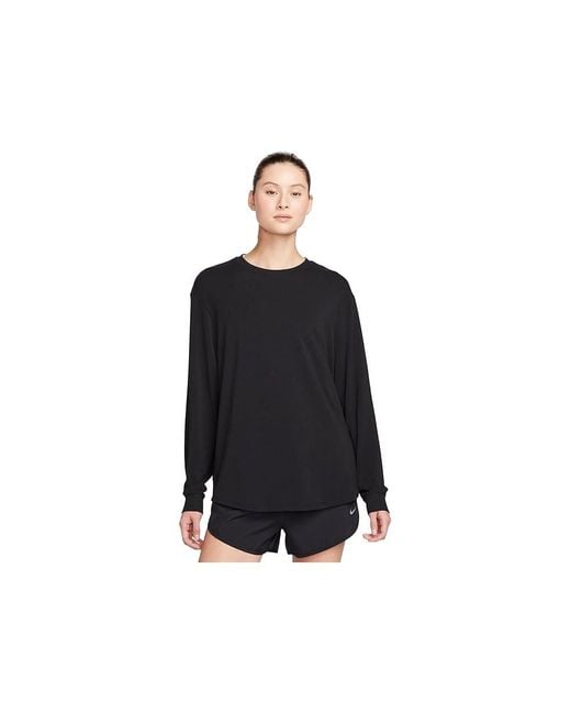 Nike Black One Relaxed Dri-Fit Long-Sleeve Top Workout Sm (Us 4-6) Cotton/Elastane/Polyester
