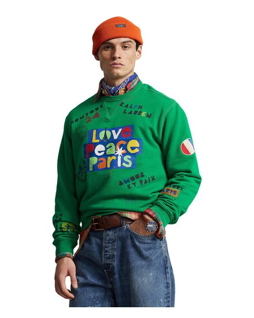 Polo Ralph Lauren Green Love Peace Paris Sweatshirt for men