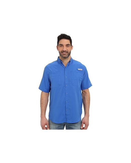 Columbia Blue Tamiami Ii S/S Short Sleeve Button Up, Mesh/Polyester for men