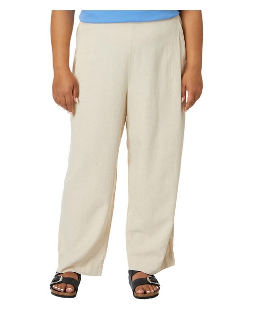 Madewell Black Plus Pull-on Straight Crop Pants In 100% Linen