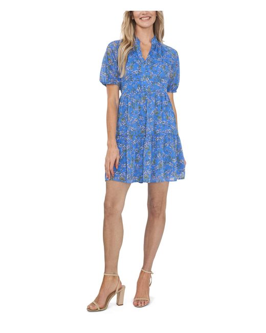 Cece Synthetic Short Sleeve Babydoll Dress in Blue | Lyst