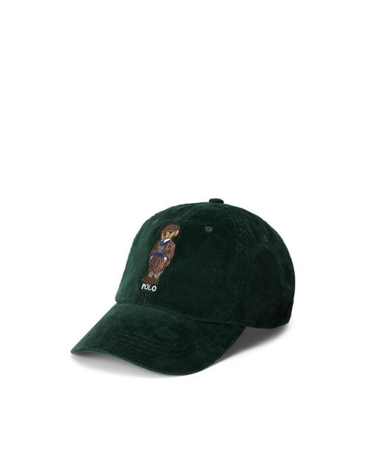 Polo Ralph Lauren Green Polo Bear Corduroy Ball Cap for men