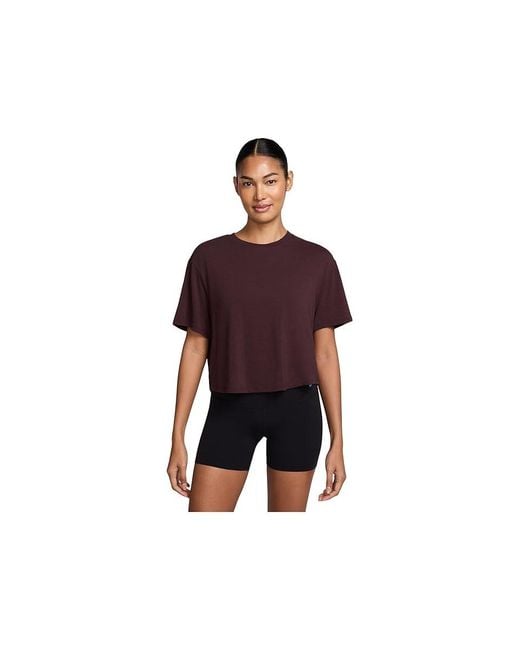 Nike Black One Relaxed Dri-Fit Cropped Short-Sleeve Top Workout Xl (Us 16-18) Cotton/Elastane/Polyester