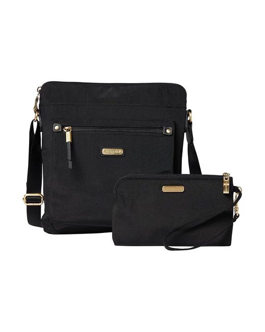 Baggallini Black Go Bagg With Rfid Phone Wristlet Cross Body Handbags/ Hardware, Nylon