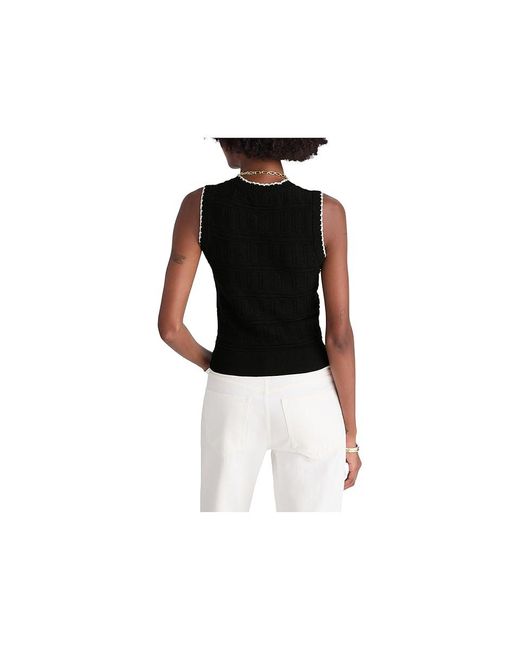 Madewell Black Femme Peplum Emi Sleevless Stitch Top Sweater 2Xs 000) Cotton/Denim/Elastane