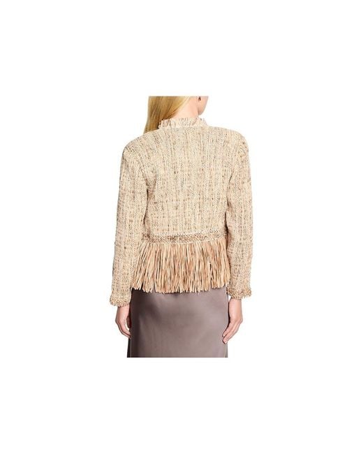 NIC+ZOE Natural Cork Fringe Knit Jacket Jacket Sm (Us 4-6) Cotton/Modal/Polyester