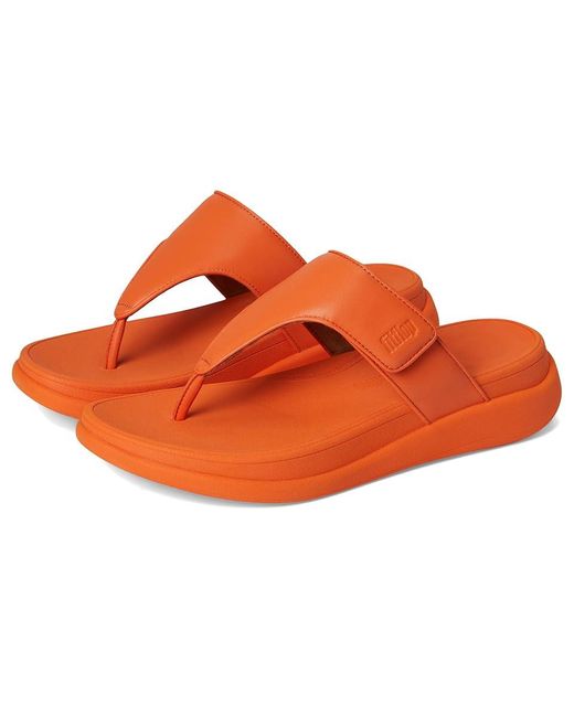 Fitflop Orange F-Mode Go Adjustable Flatform Toe-Post Sandals Wedge Shoes 9 M (B) Faux Leather