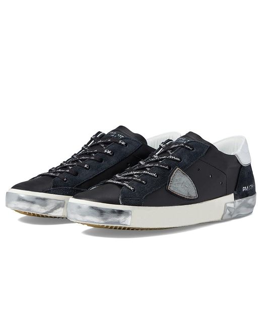 Philippe Model Blue Prsx Low Sneaker (Foxy Lamine'/Noir Argent) Shoes