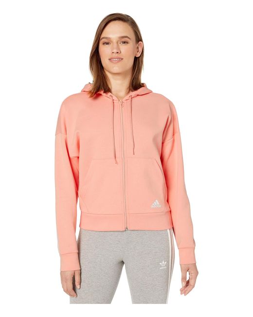 Adidas Pink Must Have Double Knit Full Zip Hoodie