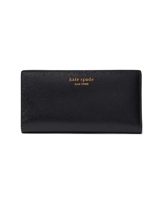 Kate Spade Morgan Saffiano Leather Slim Bifold Wallet in Black | Lyst