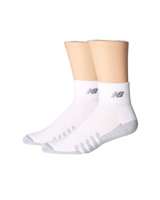 New Balance Thin Coolmax Quarter Socks 2-pair (white) Men's Quarter Length Socks Shoes for men