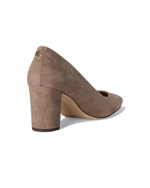 Ralph Lauren Brown Lanette Suede Block-Heel Pumps High Heels 6 B