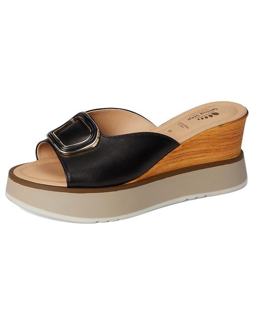 Spring Step Black Newwell Sandals, Leather