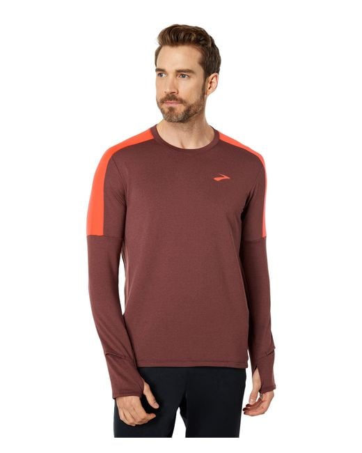 Brooks Cotton Notch Thermal Long Sleeve 2.0 in Red for Men | Lyst