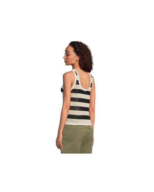 Sanctuary Black Mesh Stitch Shell Sweater/Chalk Stripe 2 Sm (Us 4-6) Cotton