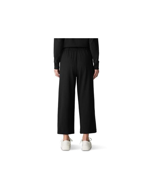 Eileen Fisher Black Wide Cropped Pants Casual Pants, Cotton/Linen