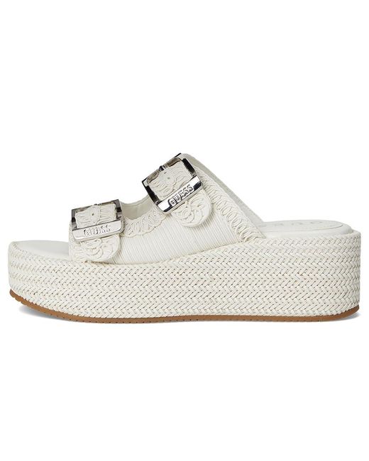 Guess White Binks Wedge Shoes, Rubber