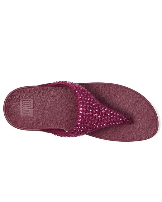 Fitflop Purple Lulu Maxi-Crystal Toe-Post Sandals Wedge Shoes 5 M (B) Synthetic