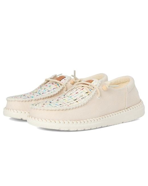 HeyDude White Wendy Funk Crafted Tweed Shoes, Textile