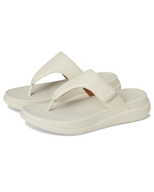 Fitflop White F-Mode Go Adjustable Flatform Toe-Post Sandals Wedge Shoes 10 M (B) Faux Leather