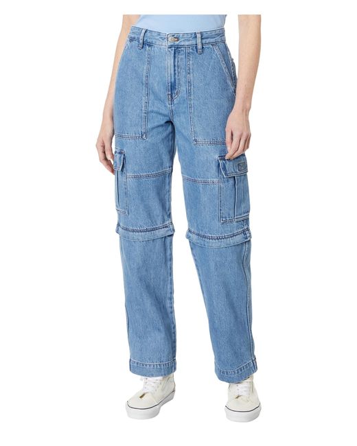 Madewell Blue Baggy Straight Cargo Jeans In Thetford Wash: Zip-off Edition